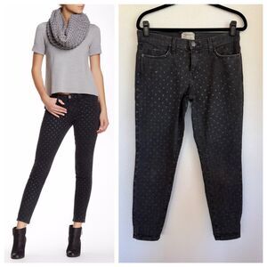 Current/Elliott The Stiletto Polka Dot Revival Skinny Ankle Denim Jeans in Black